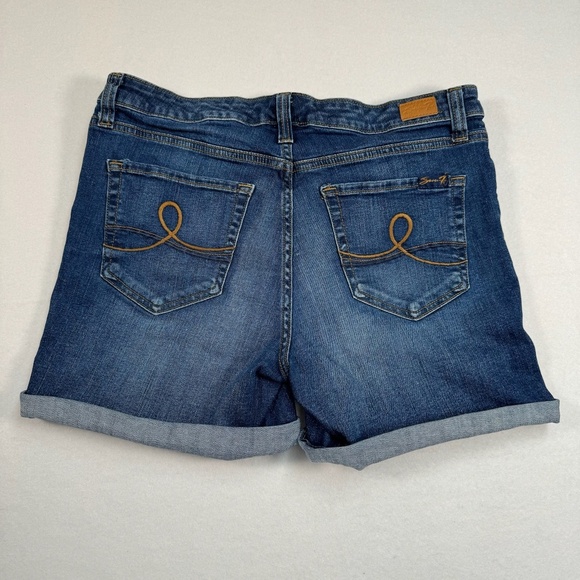 Seven 7 Weekend Shorts Womens Size 8 Rolled Hem Medium Dark Wash - Picture 8 of 8